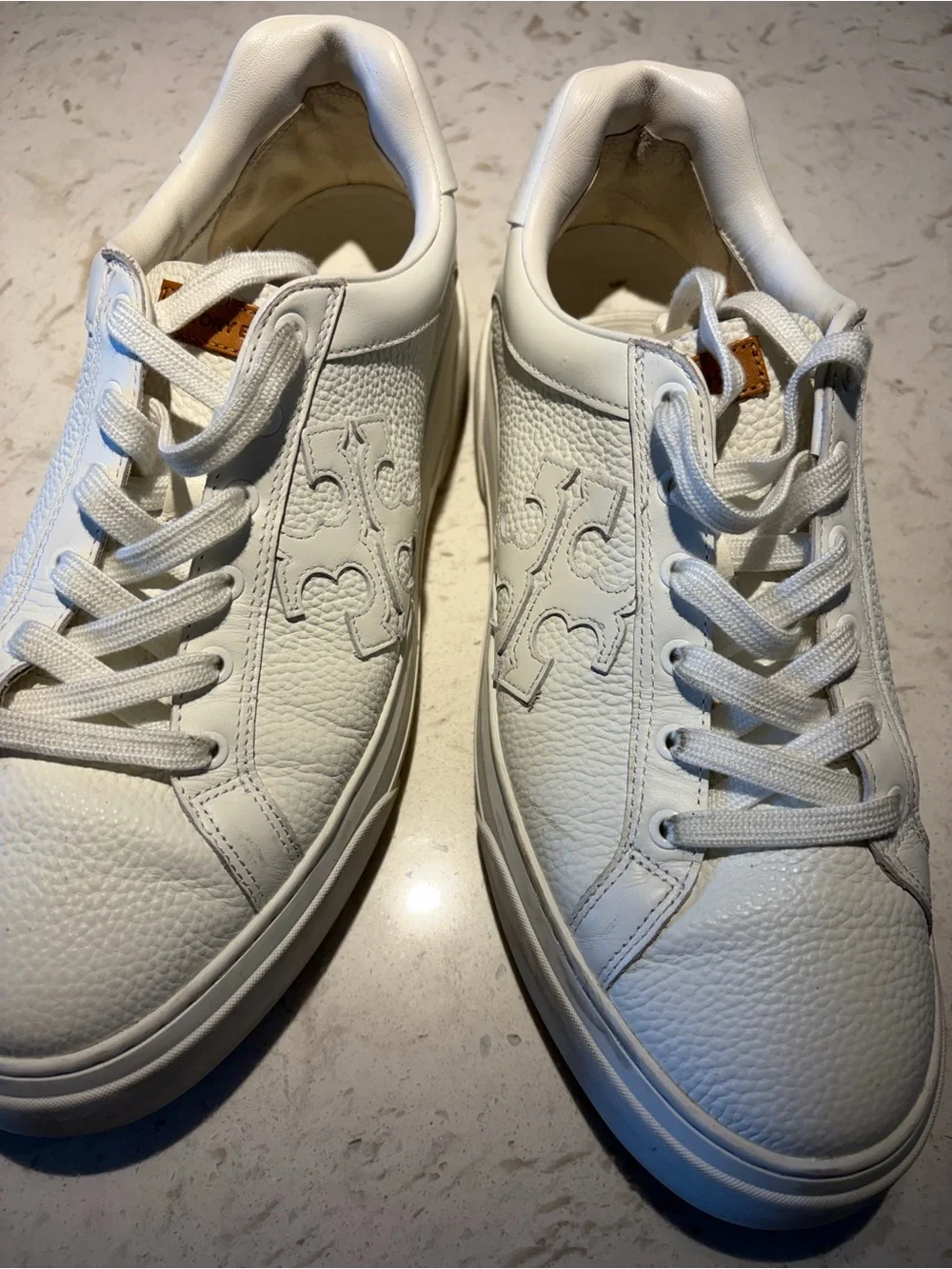 Tory Burch Cream Leather Platform Sneakers